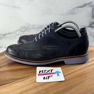 Cole Haan Mens Great Jones Leather Wingtip Oxford Size 8 Blue Dress Shoes